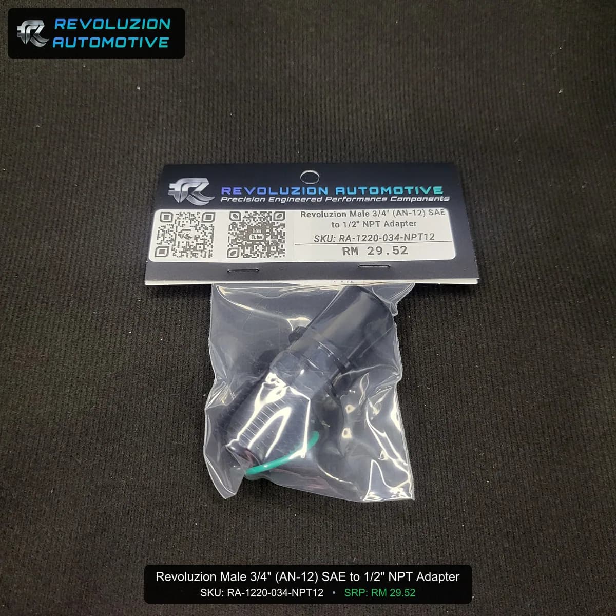 Revoluzion Male 3/4" (AN-12) SAE to 1/2" NPT Adapter