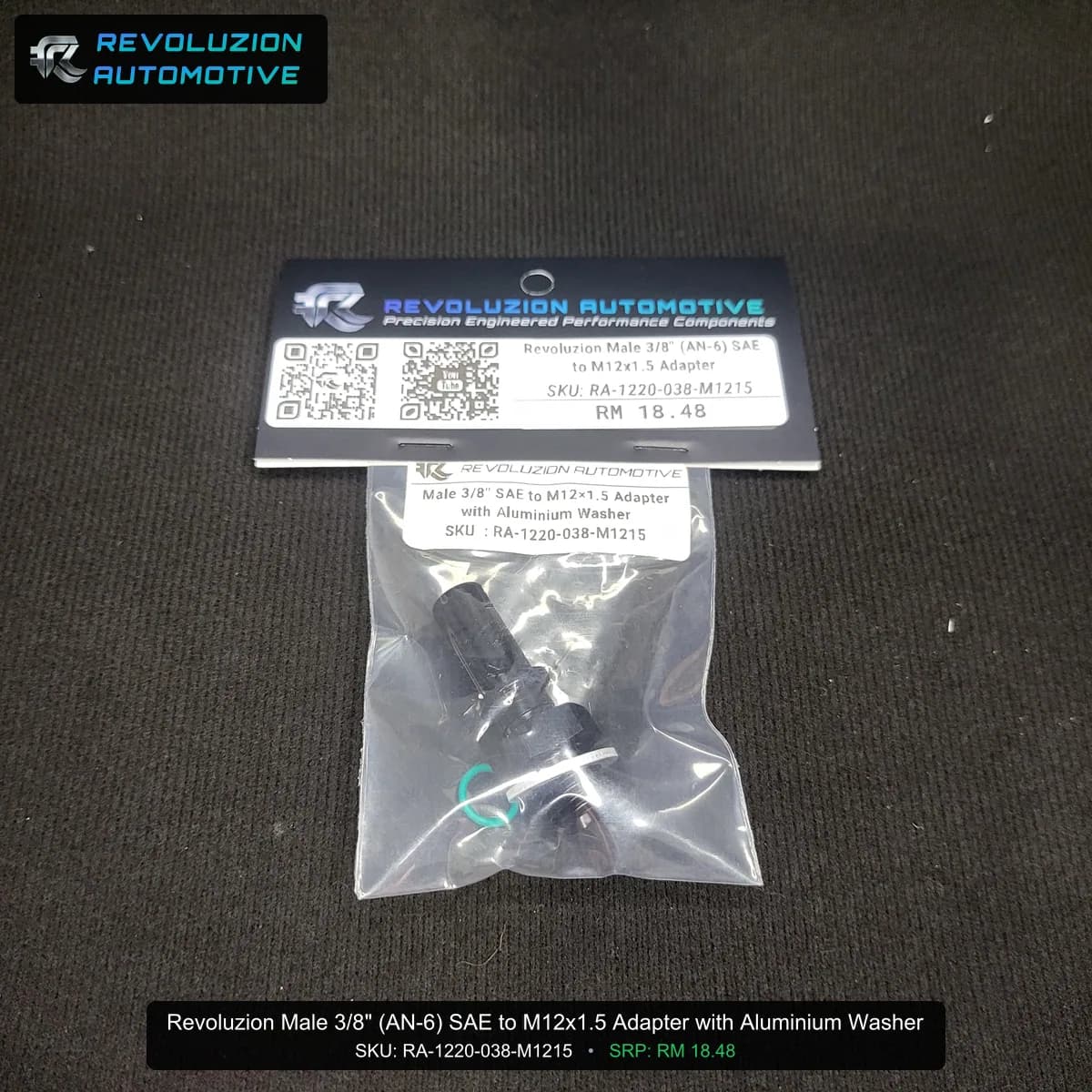 Revoluzion Male 3/8" (AN-6) SAE to M12x1.5 Adapter with Aluminium Washer