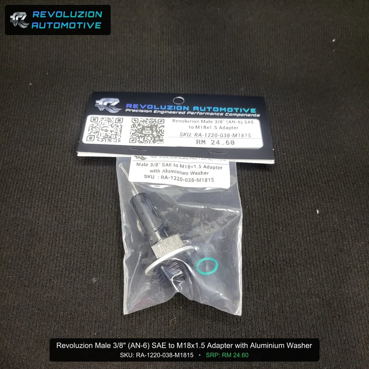 Revoluzion Male 3/8" (AN-6) SAE to M18x1.5 Adapter with Aluminium Washer