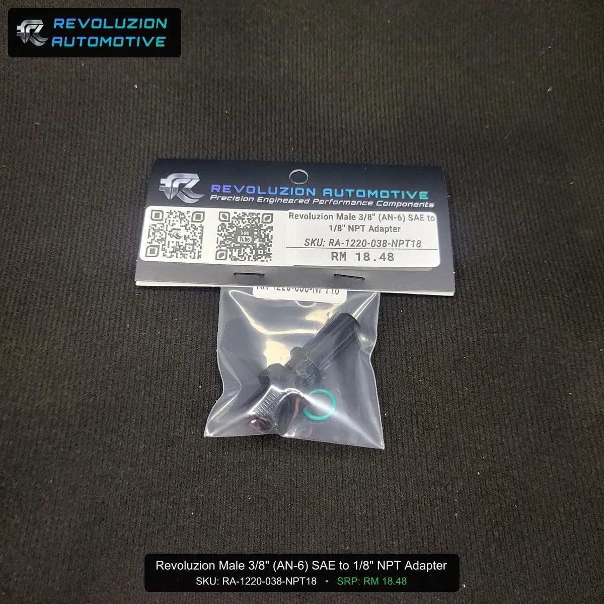 Revoluzion Male 3/8" (AN-6) SAE to 1/8" NPT Adapter
