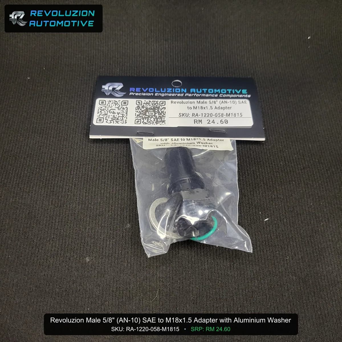 Revoluzion Male 5/8" (AN-10) SAE to M18x1.5 Adapter with Aluminium Washer