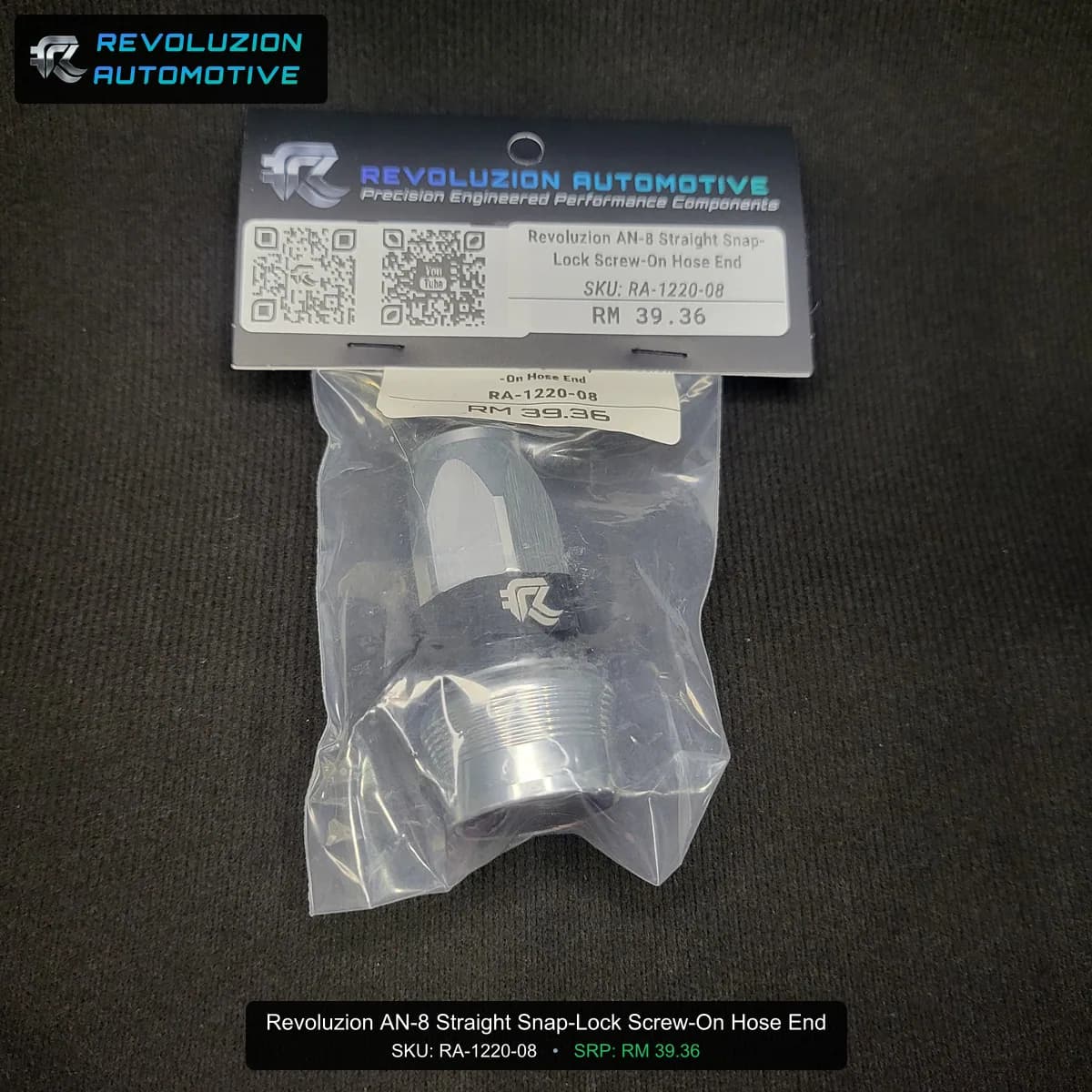 Revoluzion AN-8 Straight Snap-Lock Screw-On Hose End