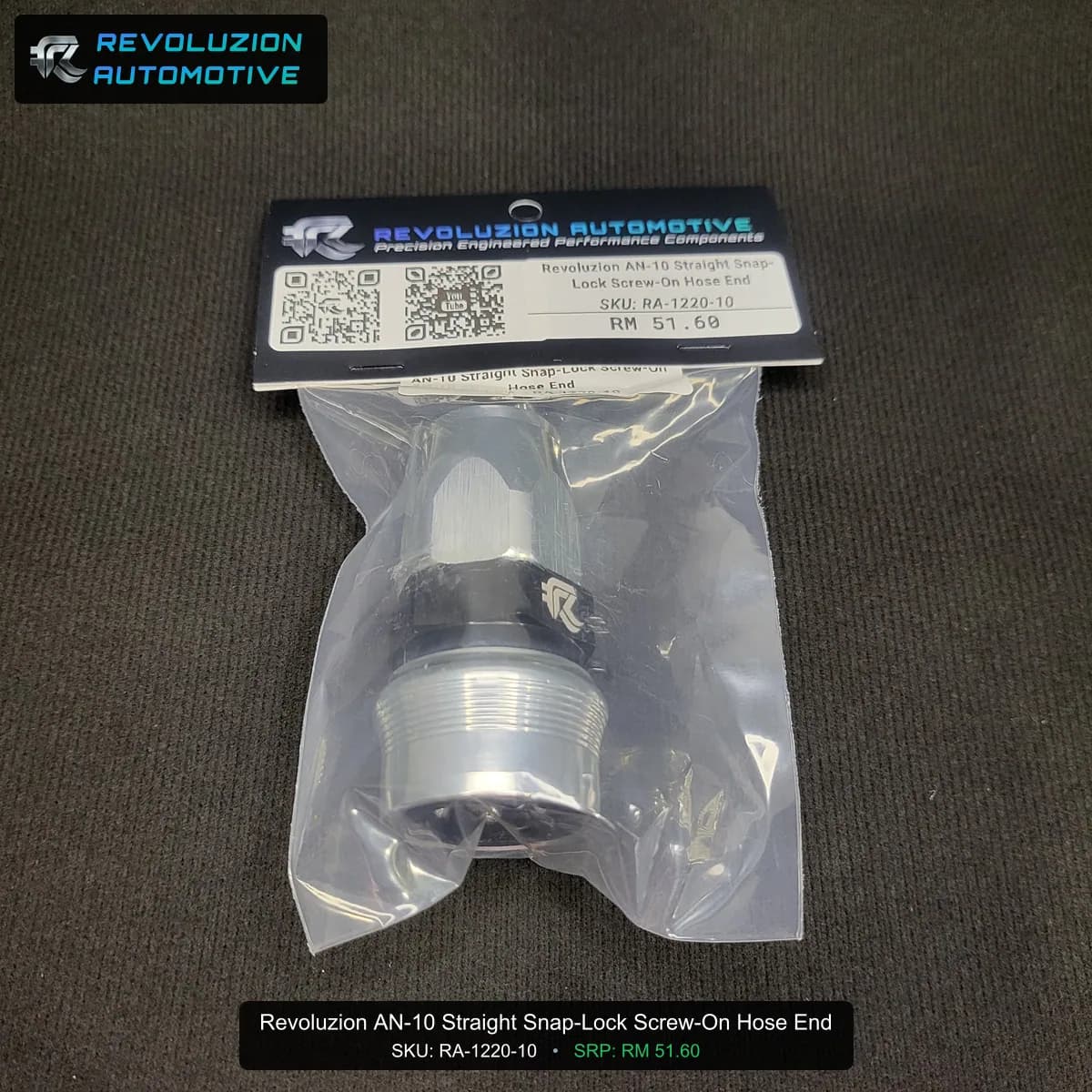 Revoluzion AN-10 Straight Snap-Lock Screw-On Hose End