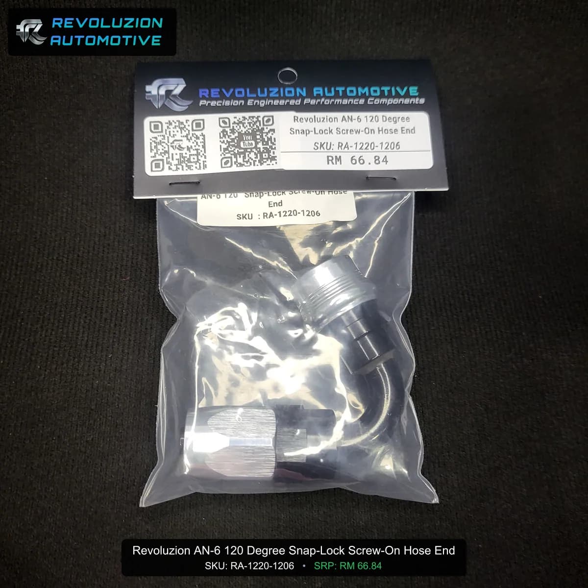 Revoluzion AN-6 120 Degree Snap-Lock Screw-On Hose End