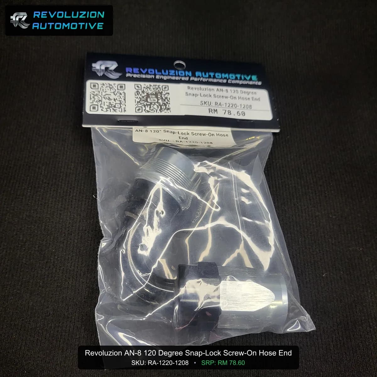 Revoluzion AN-8 120 Degree Snap-Lock Screw-On Hose End
