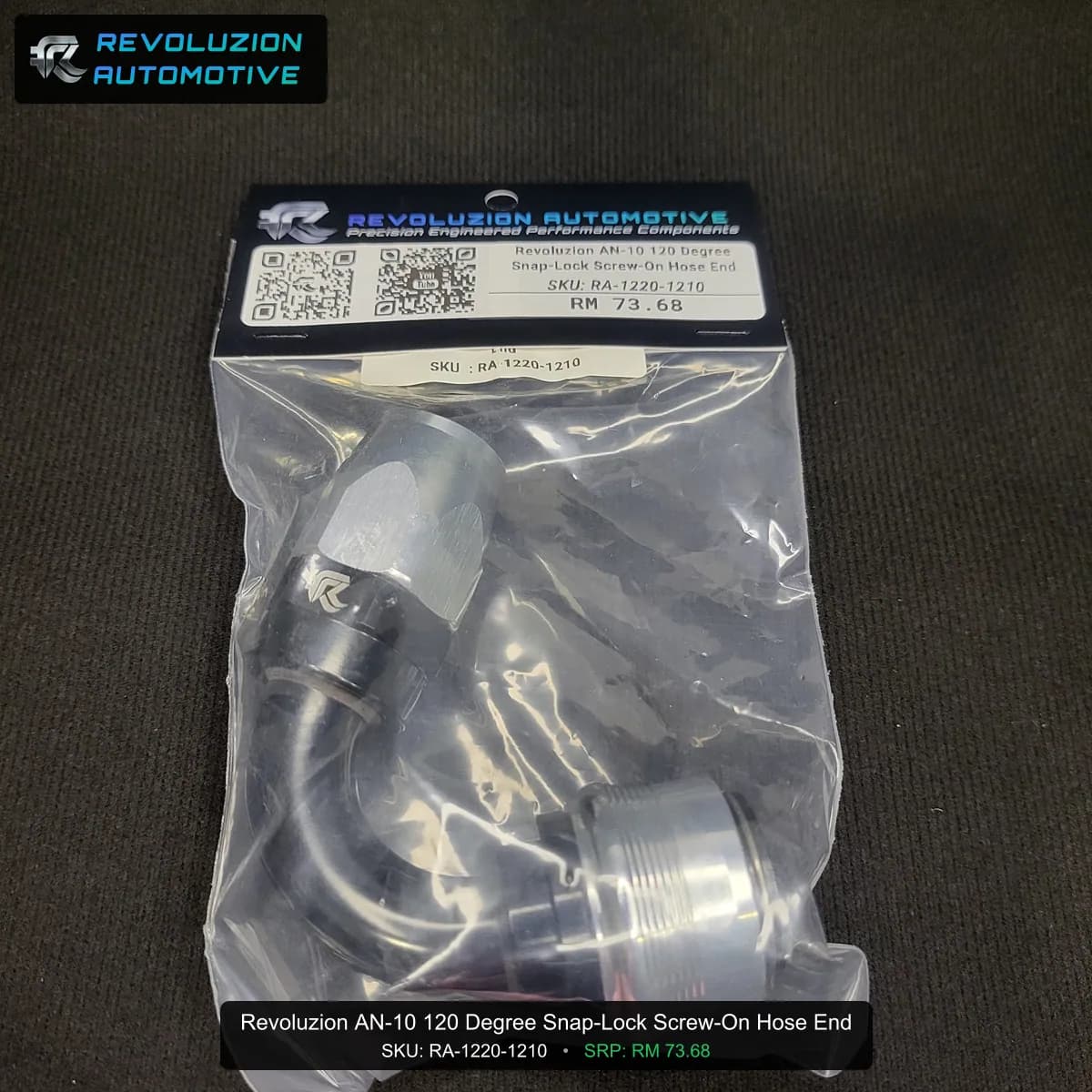 Revoluzion AN-10 120 Degree Snap-Lock Screw-On Hose End