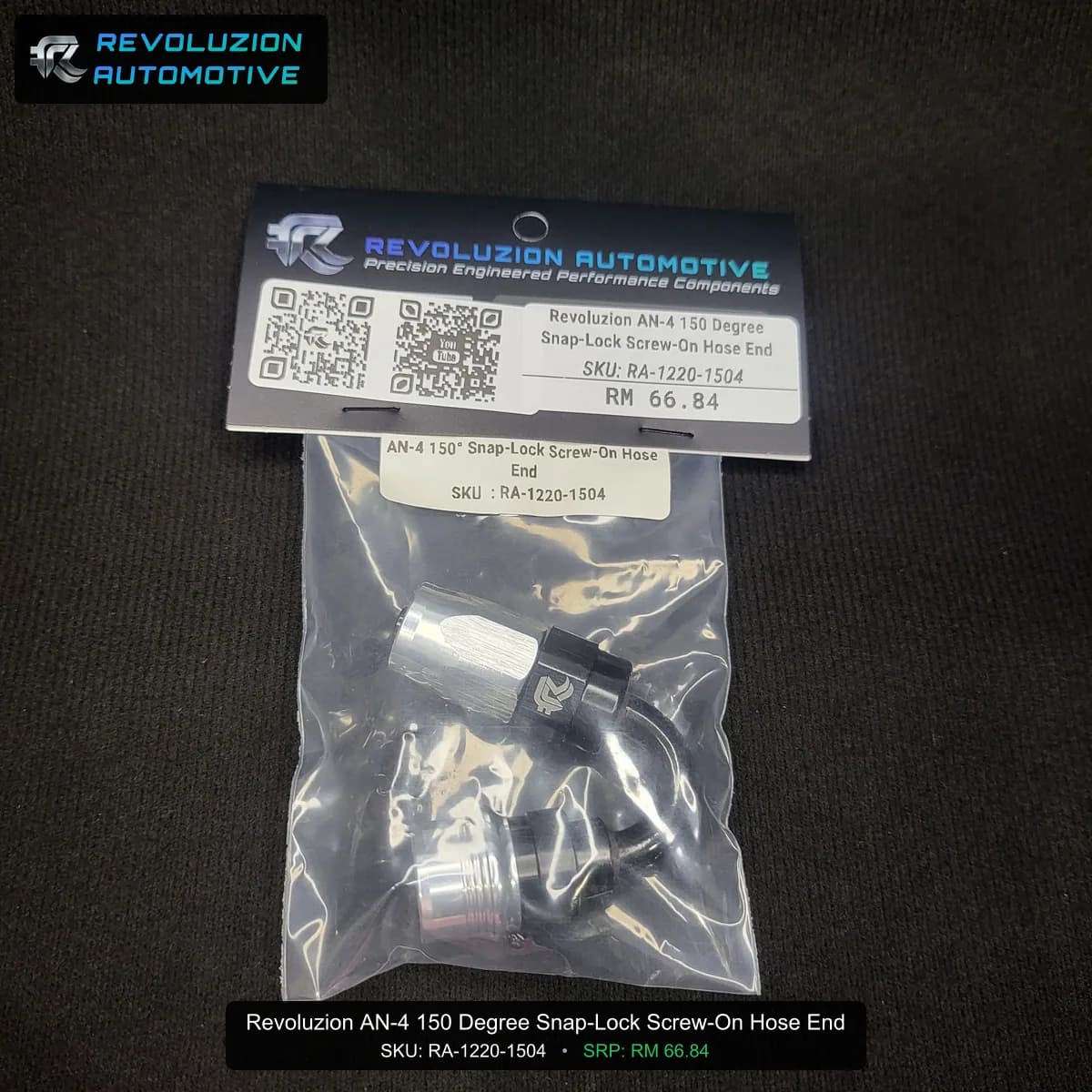 Revoluzion AN-4 150 Degree Snap-Lock Screw-On Hose End