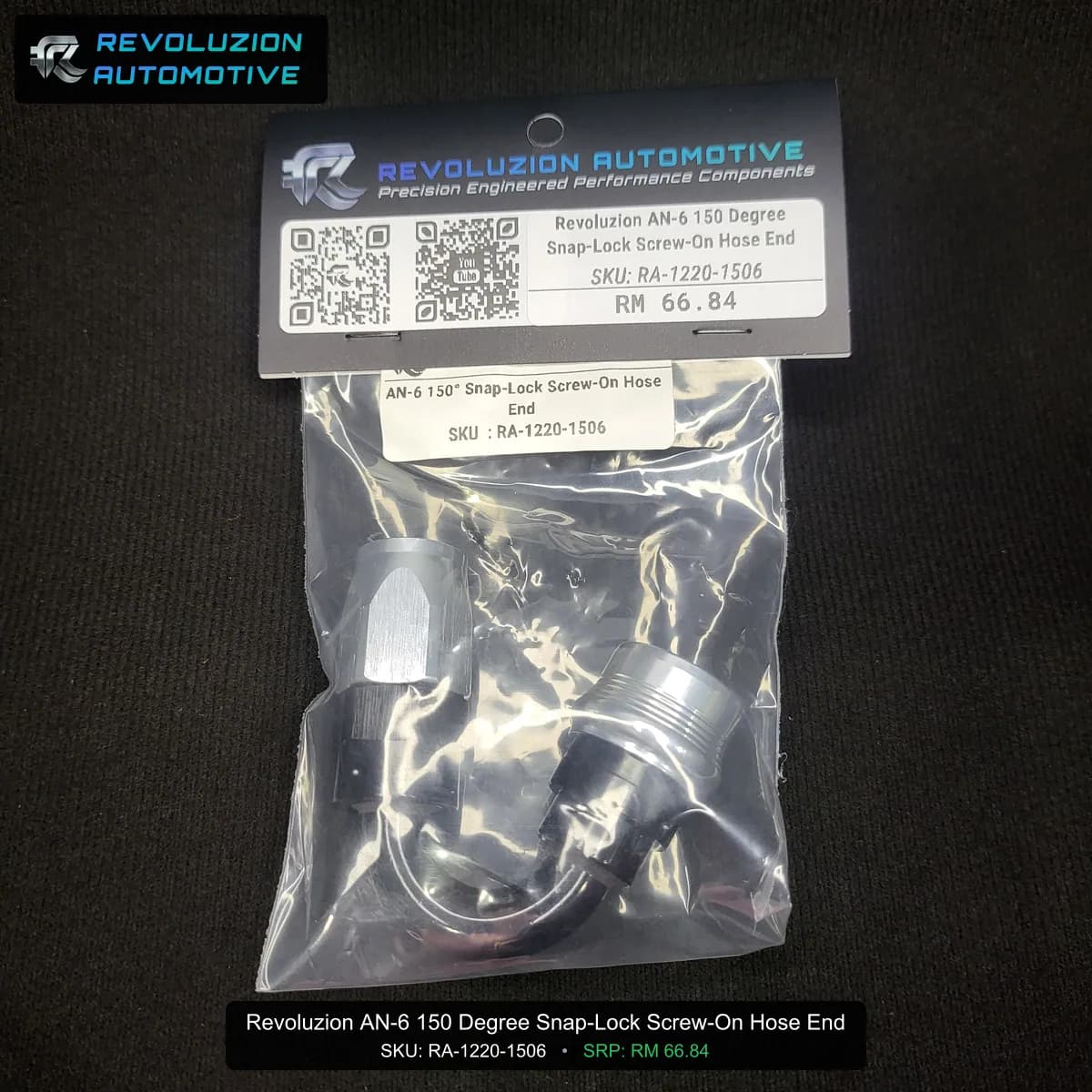 Revoluzion AN-6 150 Degree Snap-Lock Screw-On Hose End
