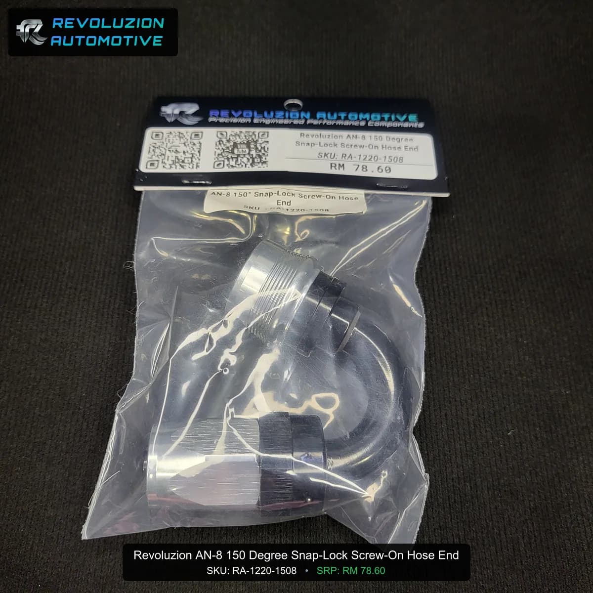 Revoluzion AN-8 150 Degree Snap-Lock Screw-On Hose End