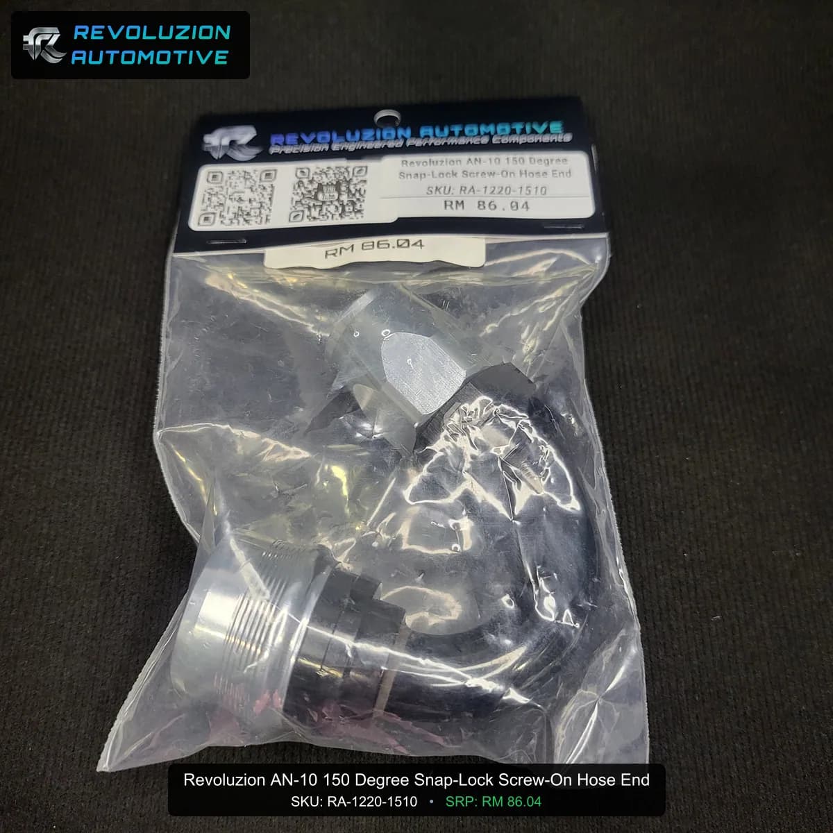 Revoluzion AN-10 150 Degree Snap-Lock Screw-On Hose End