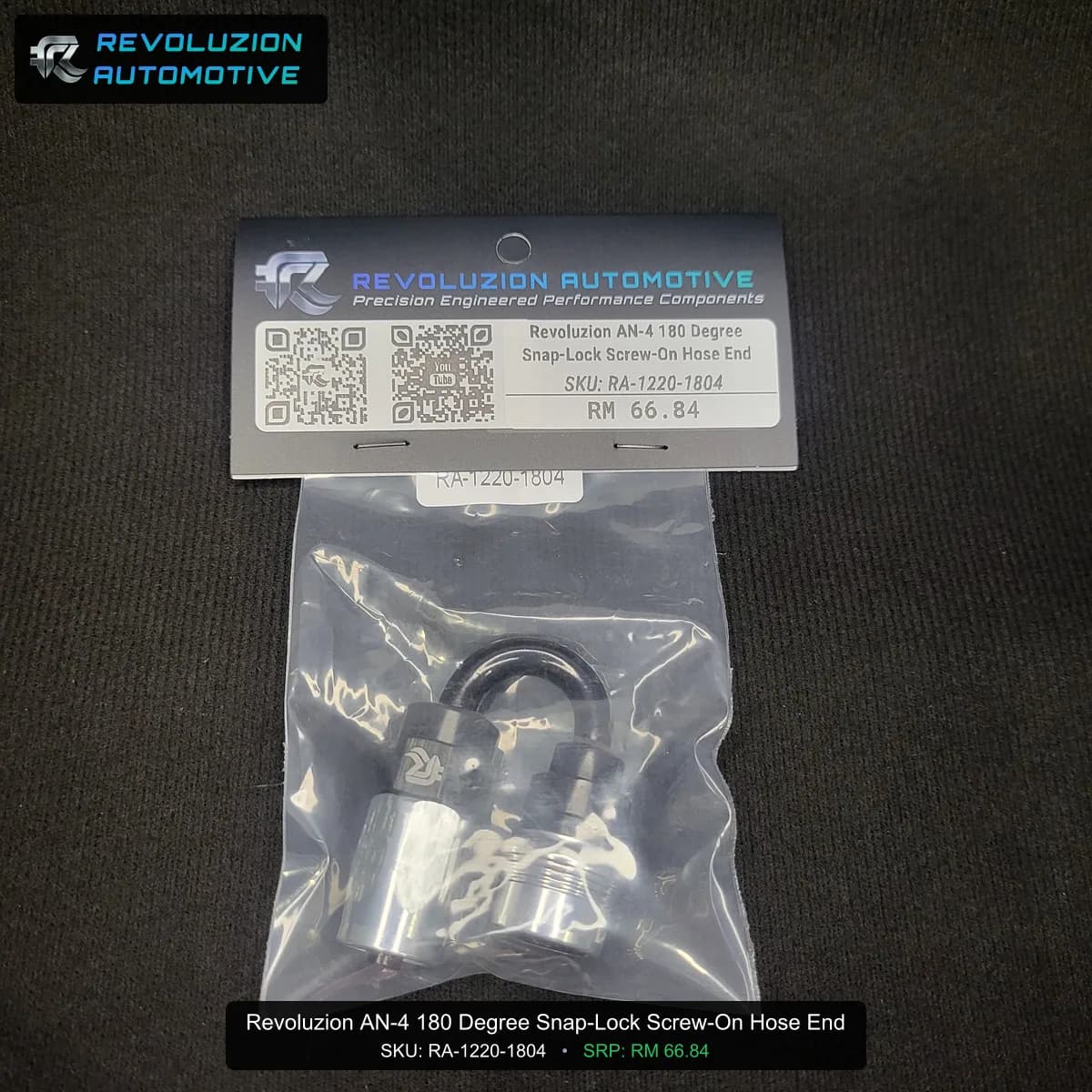 Revoluzion AN-4 180 Degree Snap-Lock Screw-On Hose End