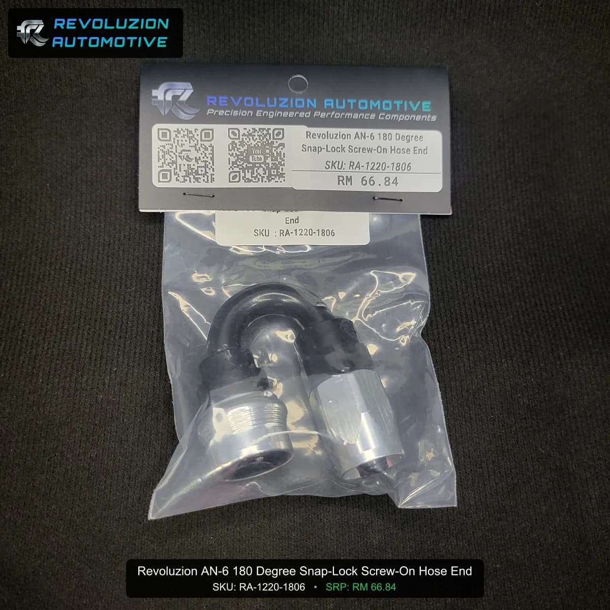 Revoluzion AN-6 180 Degree Snap-Lock Screw-On Hose End