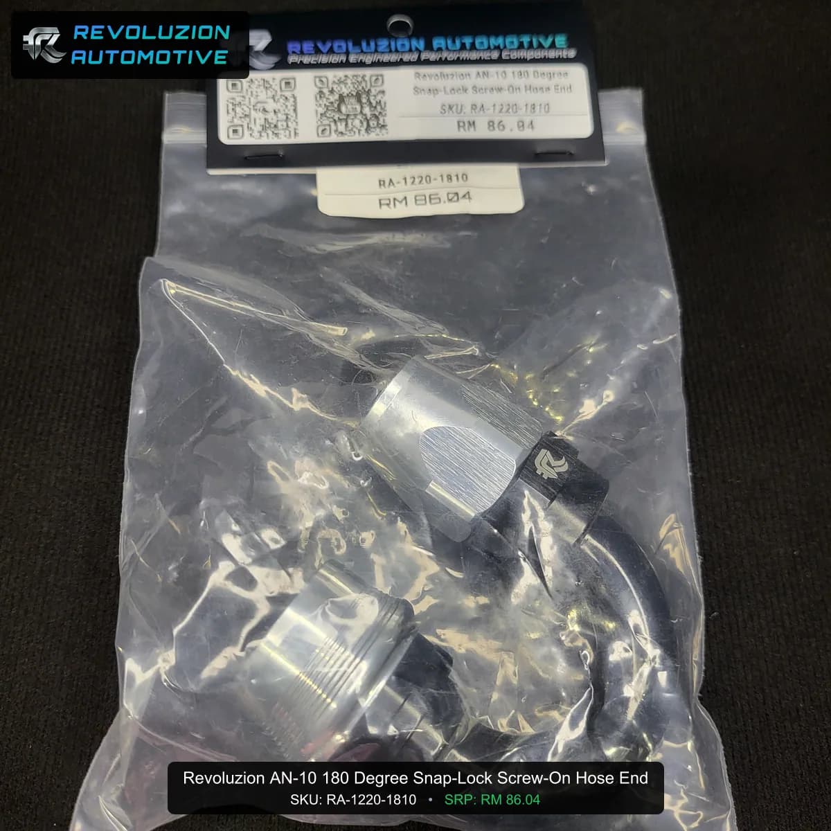 Revoluzion AN-10 180 Degree Snap-Lock Screw-On Hose End