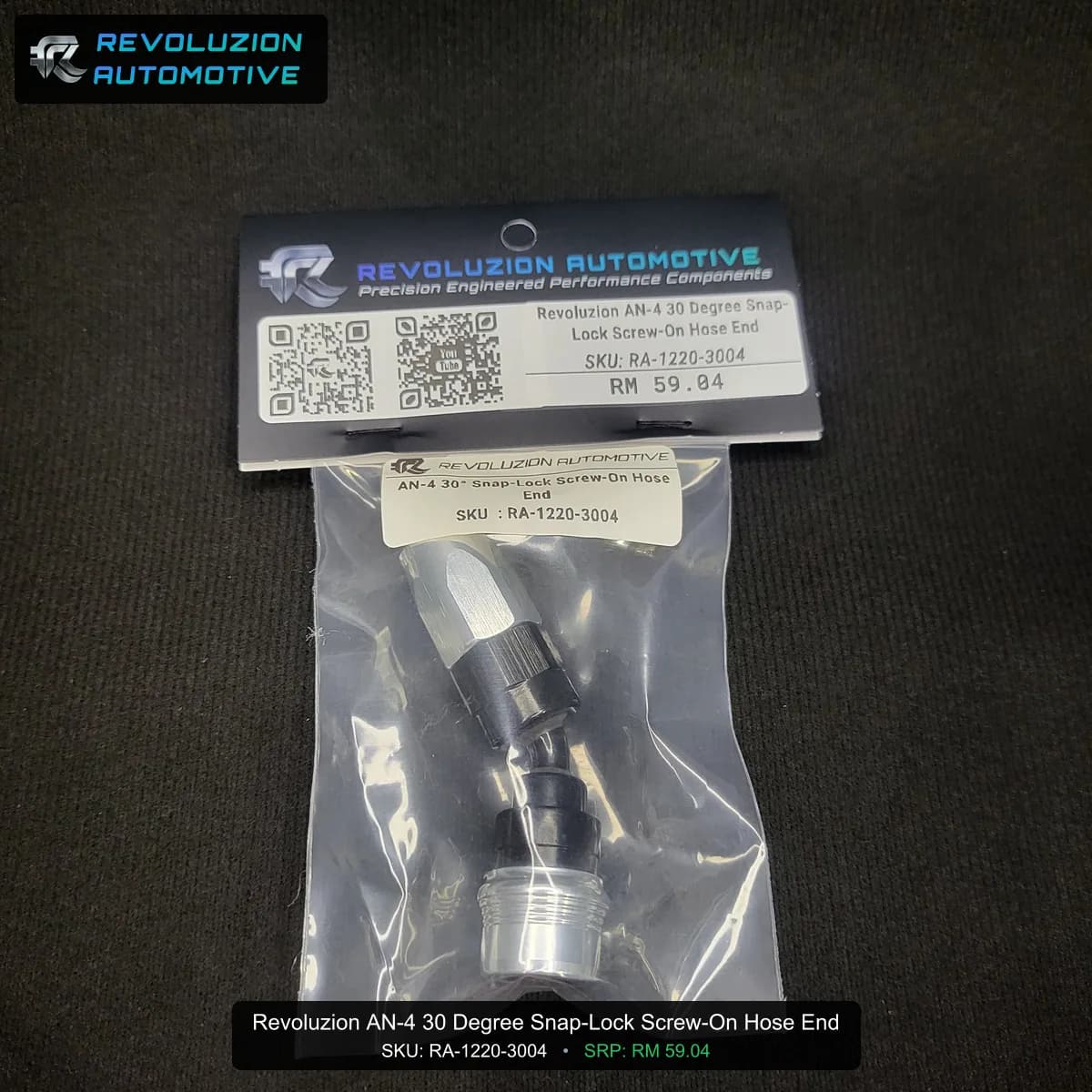 Revoluzion AN-4 30 Degree Snap-Lock Screw-On Hose End