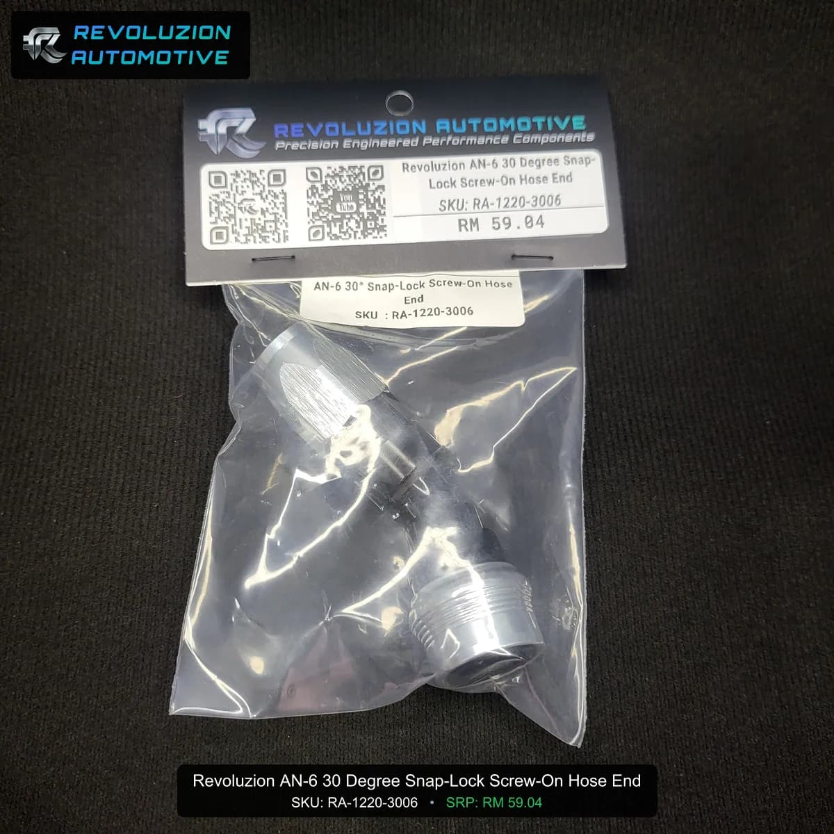 Revoluzion AN-6 30 Degree Snap-Lock Screw-On Hose End