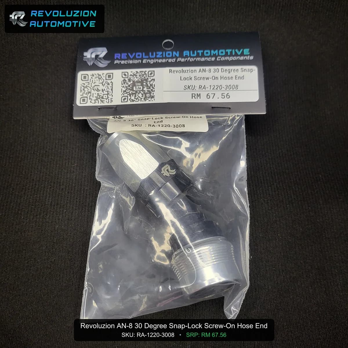 Revoluzion AN-8 30 Degree Snap-Lock Screw-On Hose End