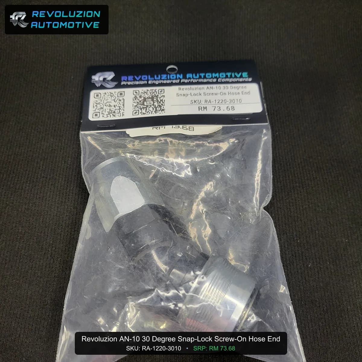 Revoluzion AN-10 30 Degree Snap-Lock Screw-On Hose End