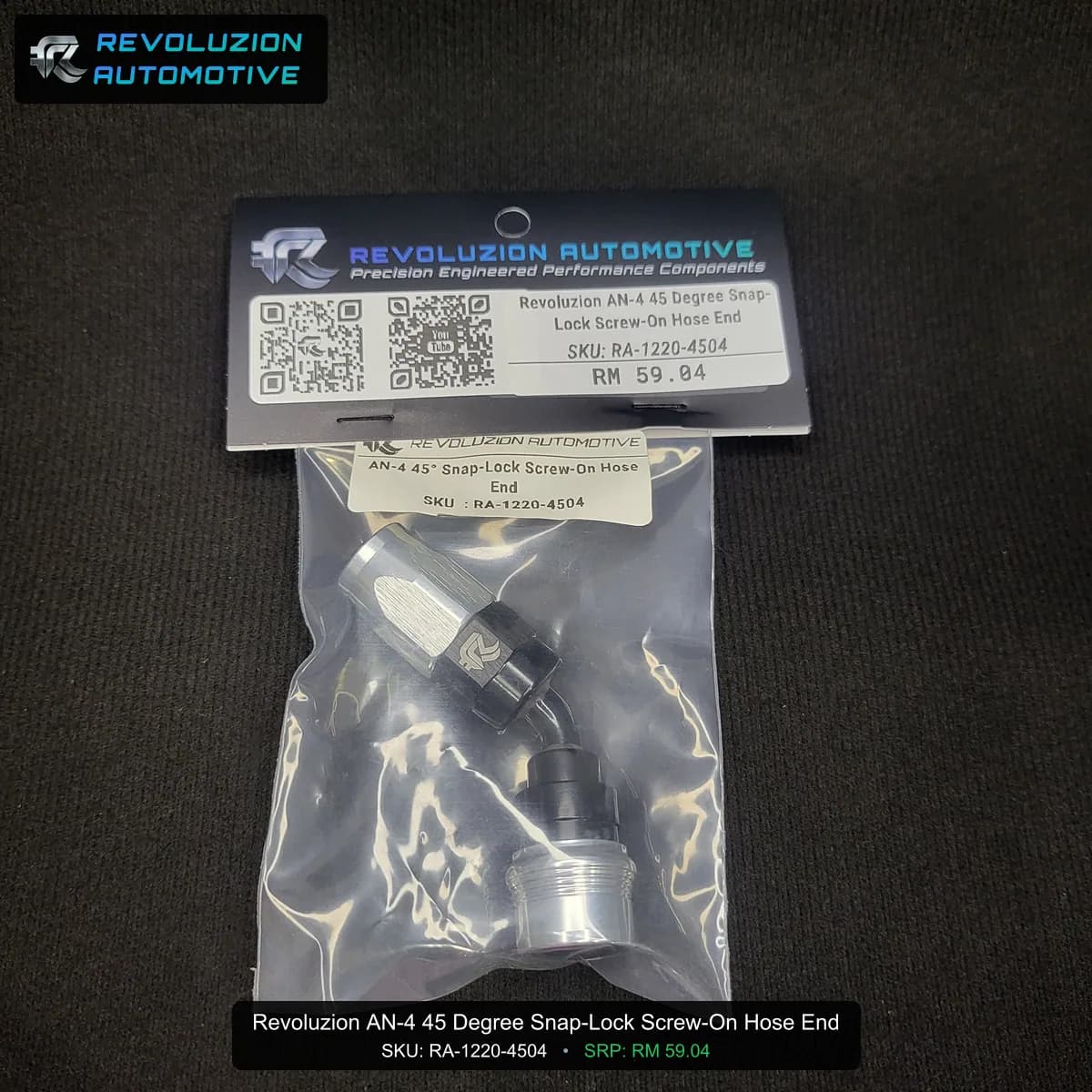 Revoluzion AN-4 45 Degree Snap-Lock Screw-On Hose End