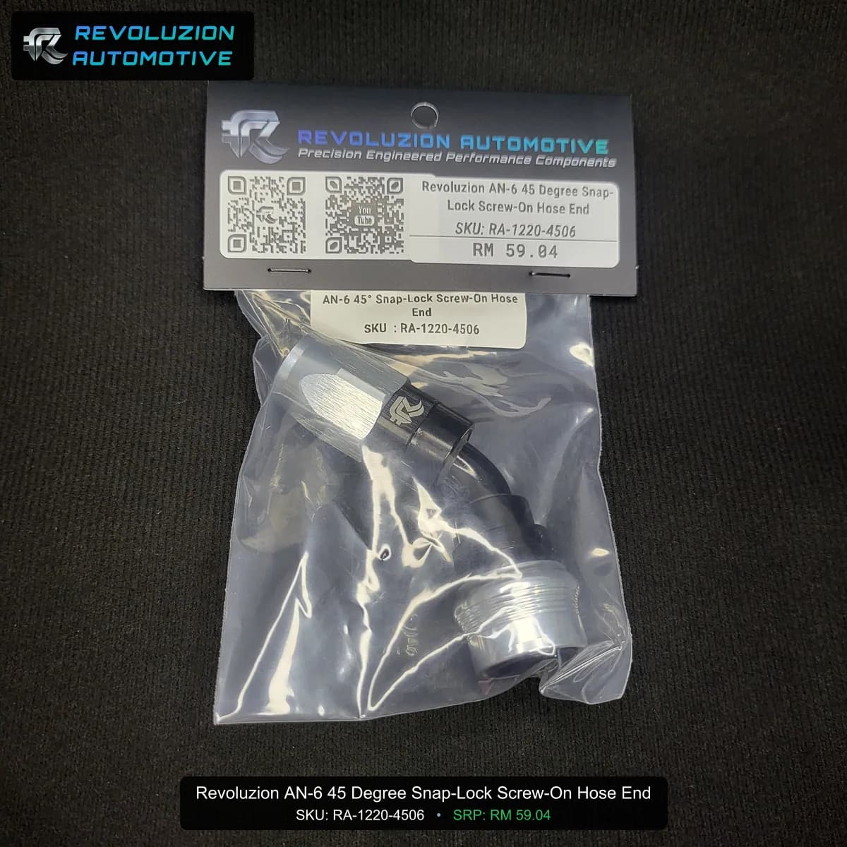 Revoluzion AN-6 45 Degree Snap-Lock Screw-On Hose End