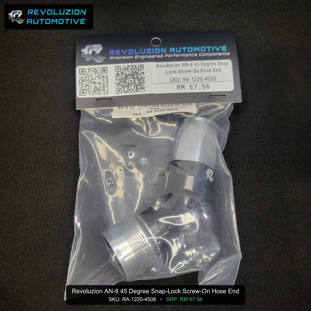 Revoluzion AN-8 45 Degree Snap-Lock Screw-On Hose End