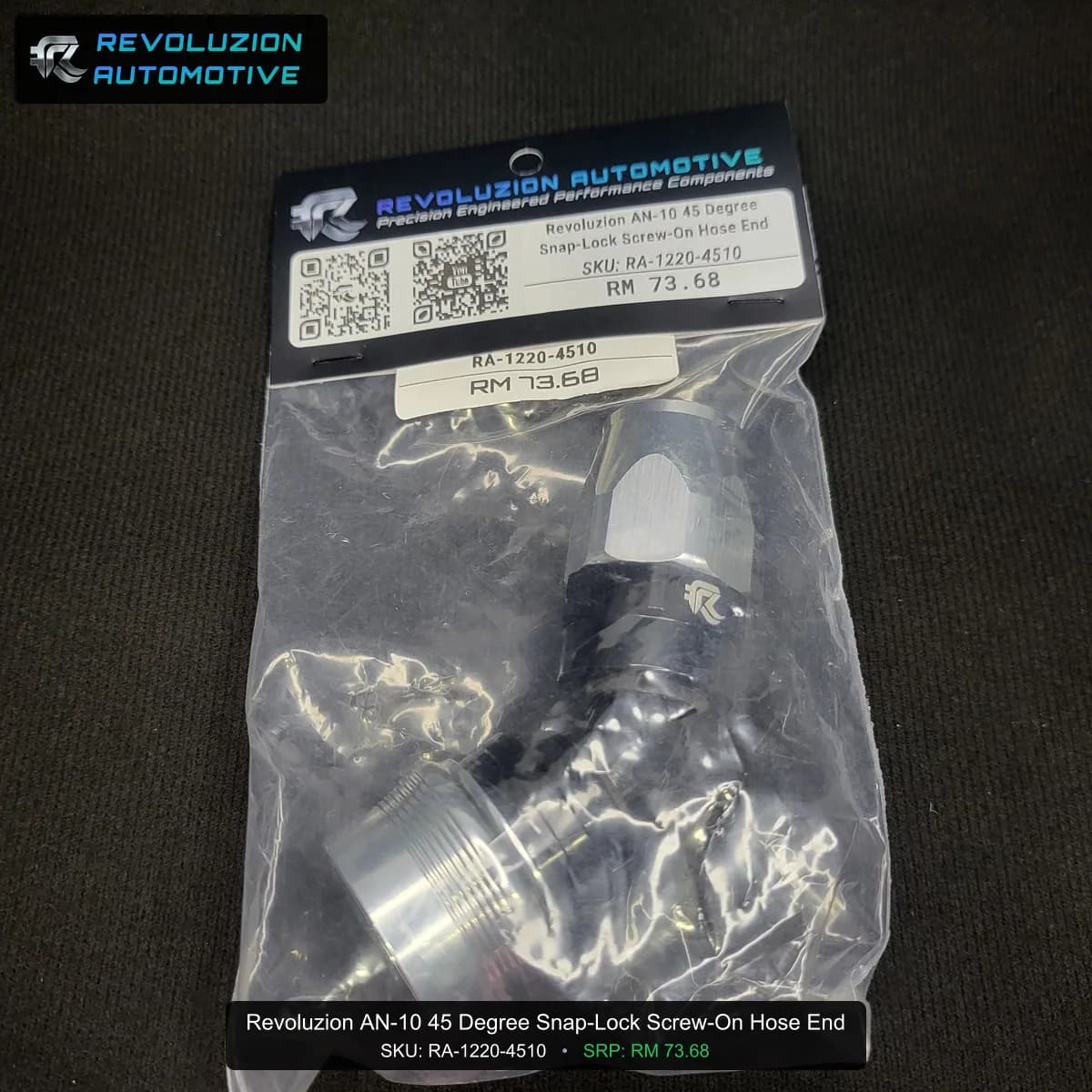 Revoluzion AN-10 45 Degree Snap-Lock Screw-On Hose End
