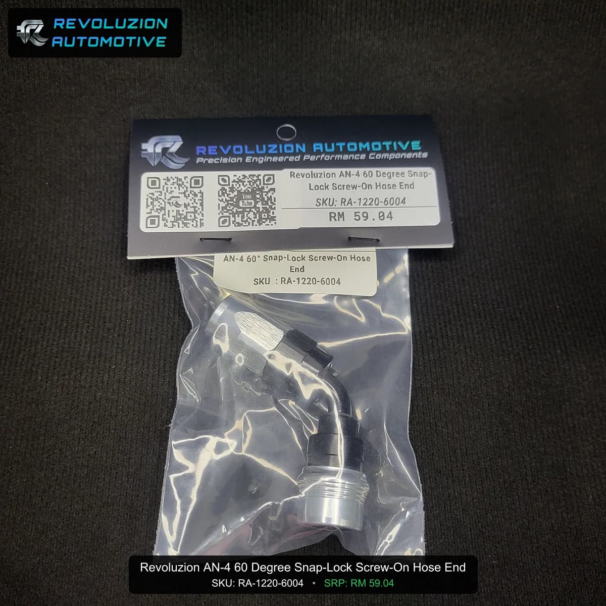 Revoluzion AN-4 60 Degree Snap-Lock Screw-On Hose End