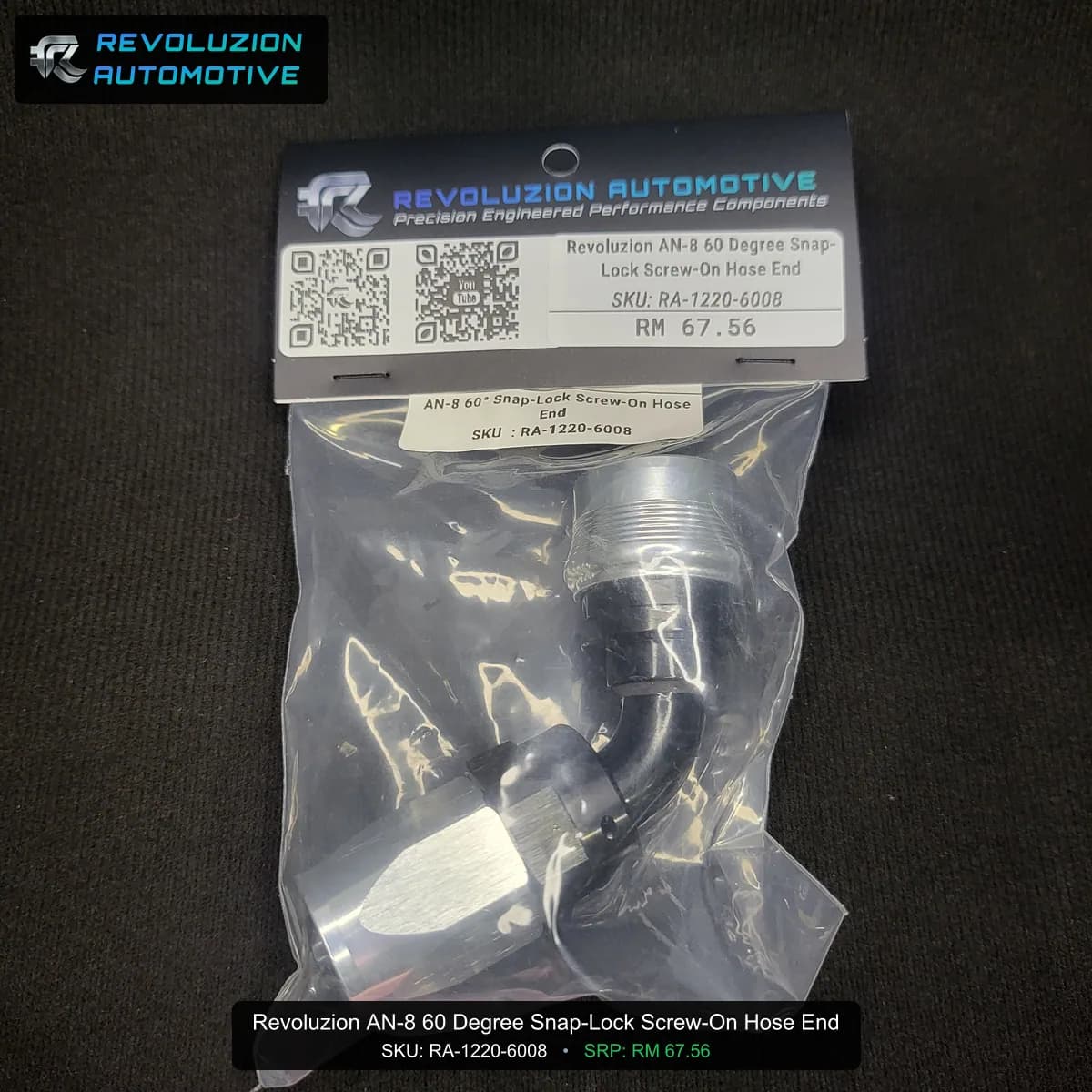 Revoluzion AN-8 60 Degree Snap-Lock Screw-On Hose End