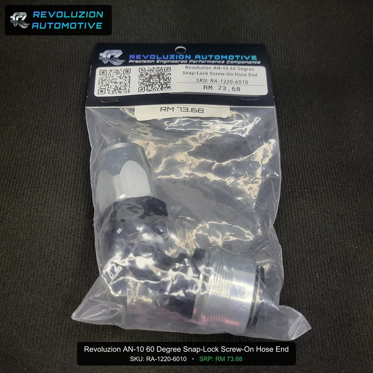 Revoluzion AN-10 60 Degree Snap-Lock Screw-On Hose End