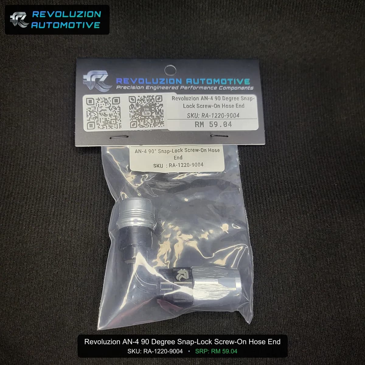 Revoluzion AN-4 90 Degree Snap-Lock Screw-On Hose End
