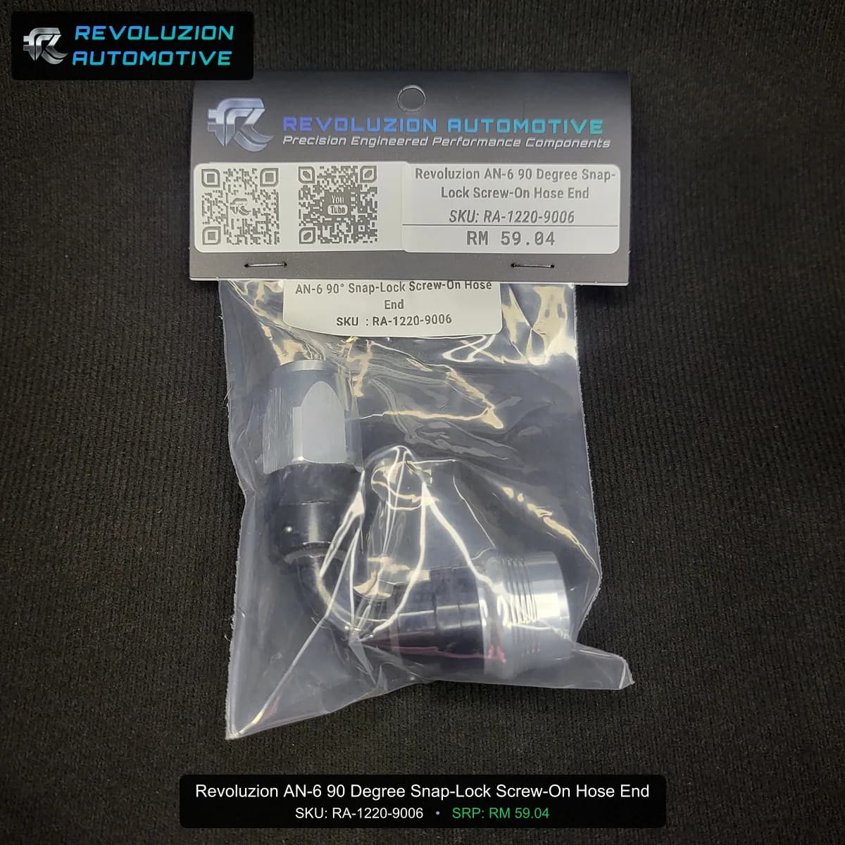 Revoluzion AN-6 90 Degree Snap-Lock Screw-On Hose End