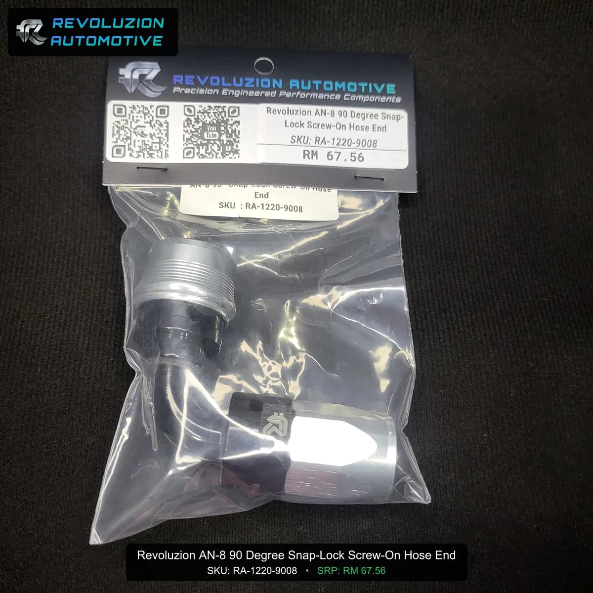 Revoluzion AN-8 90 Degree Snap-Lock Screw-On Hose End