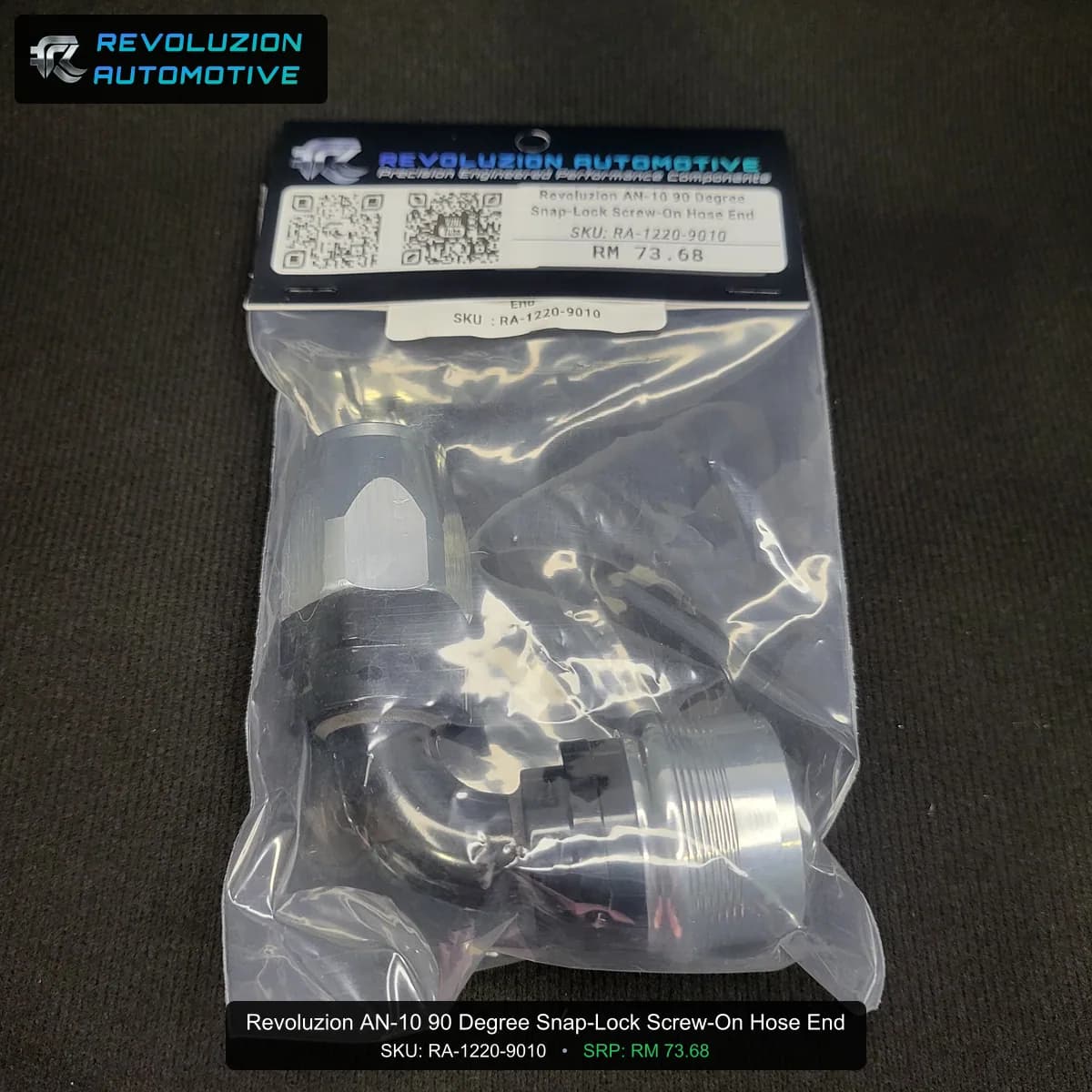 Revoluzion AN-10 90 Degree Snap-Lock Screw-On Hose End