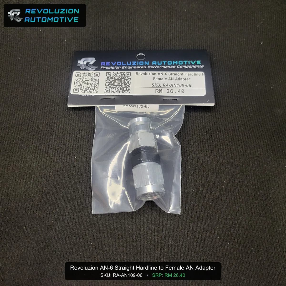 Revoluzion AN-6 Straight Hardline to Female AN Adapter