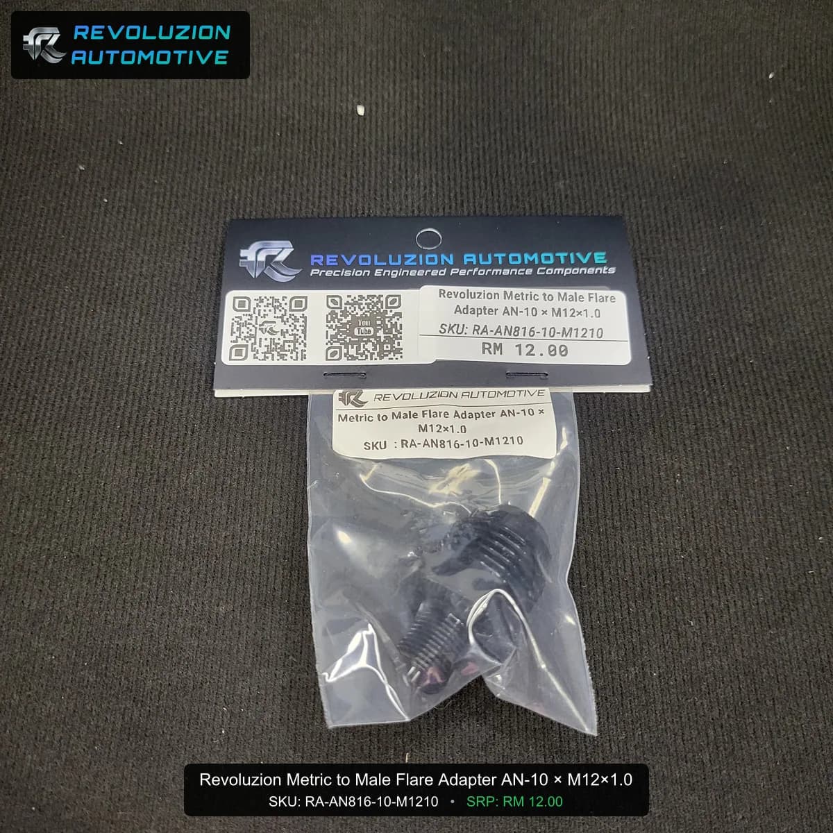 Revoluzion Metric to Male Flare Adapter AN-10 × M12×1.0