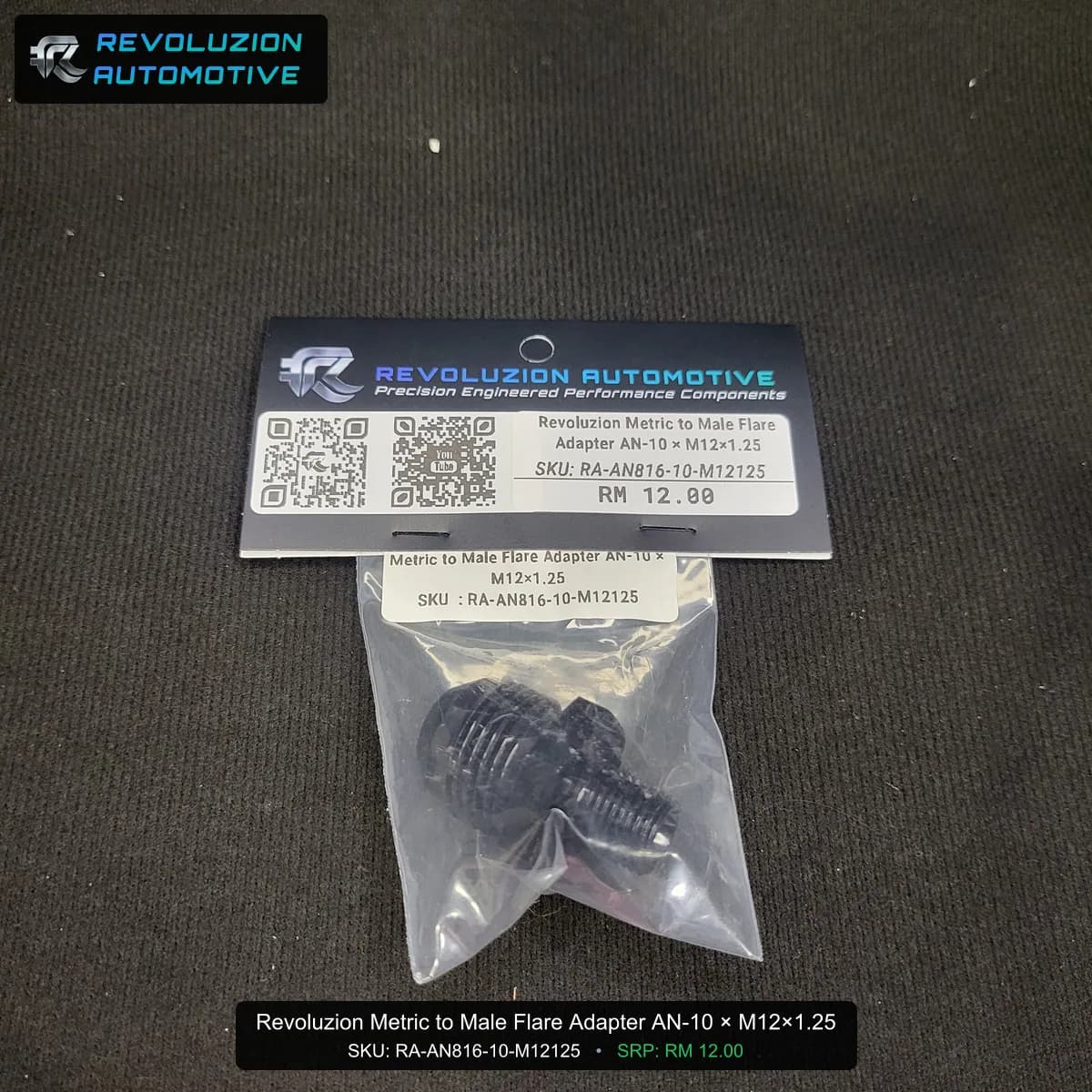 Revoluzion Metric to Male Flare Adapter AN-10 × M12×1.25