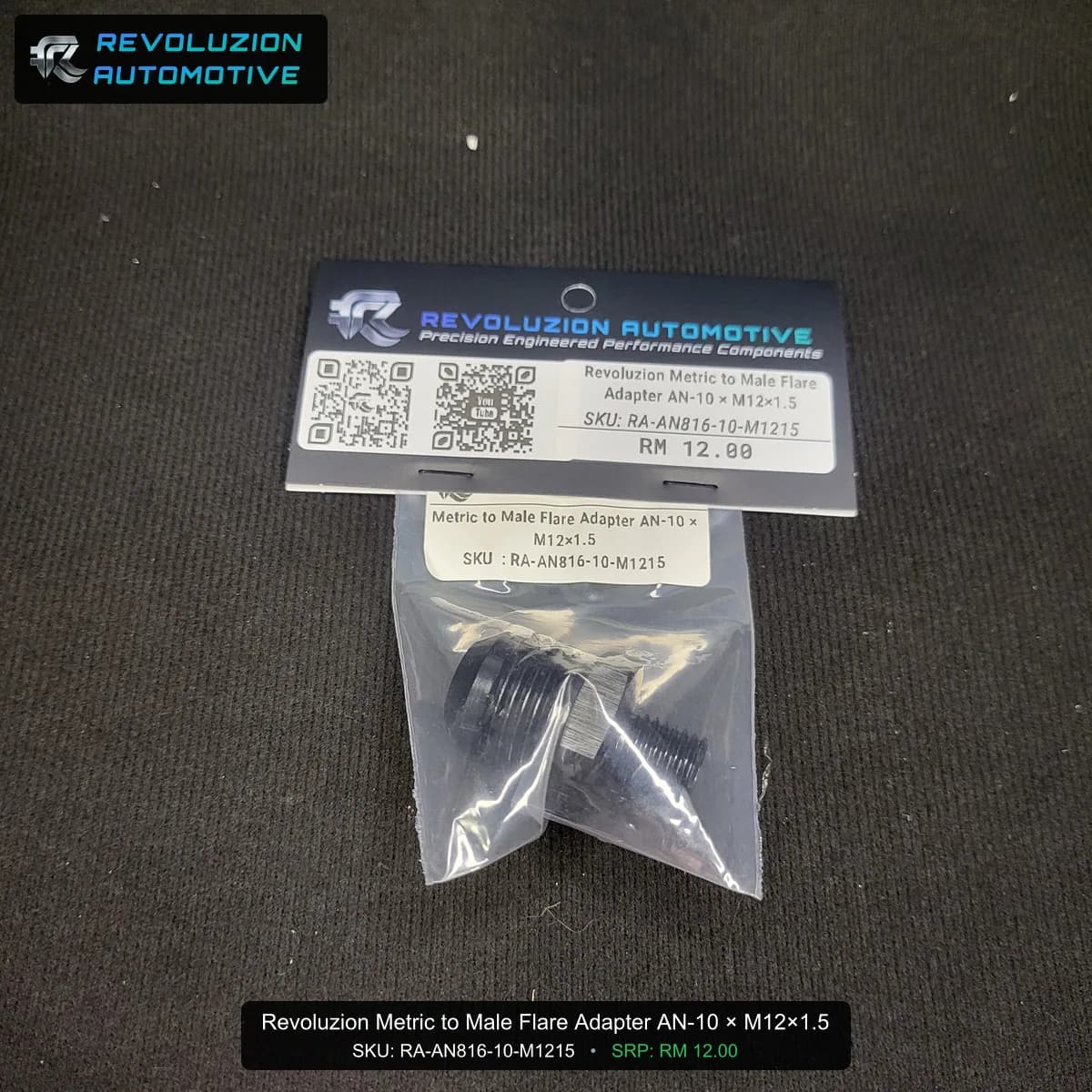 Revoluzion Metric to Male Flare Adapter AN-10 × M12×1.5