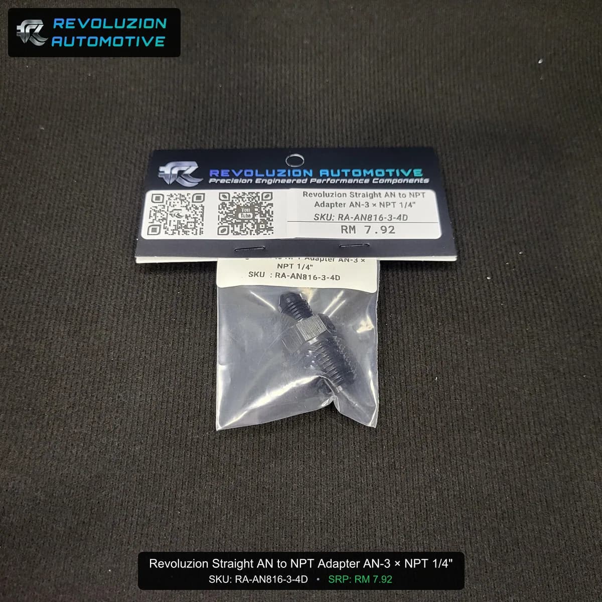 Revoluzion Straight AN to NPT Adapter AN-3 × NPT 1/4"