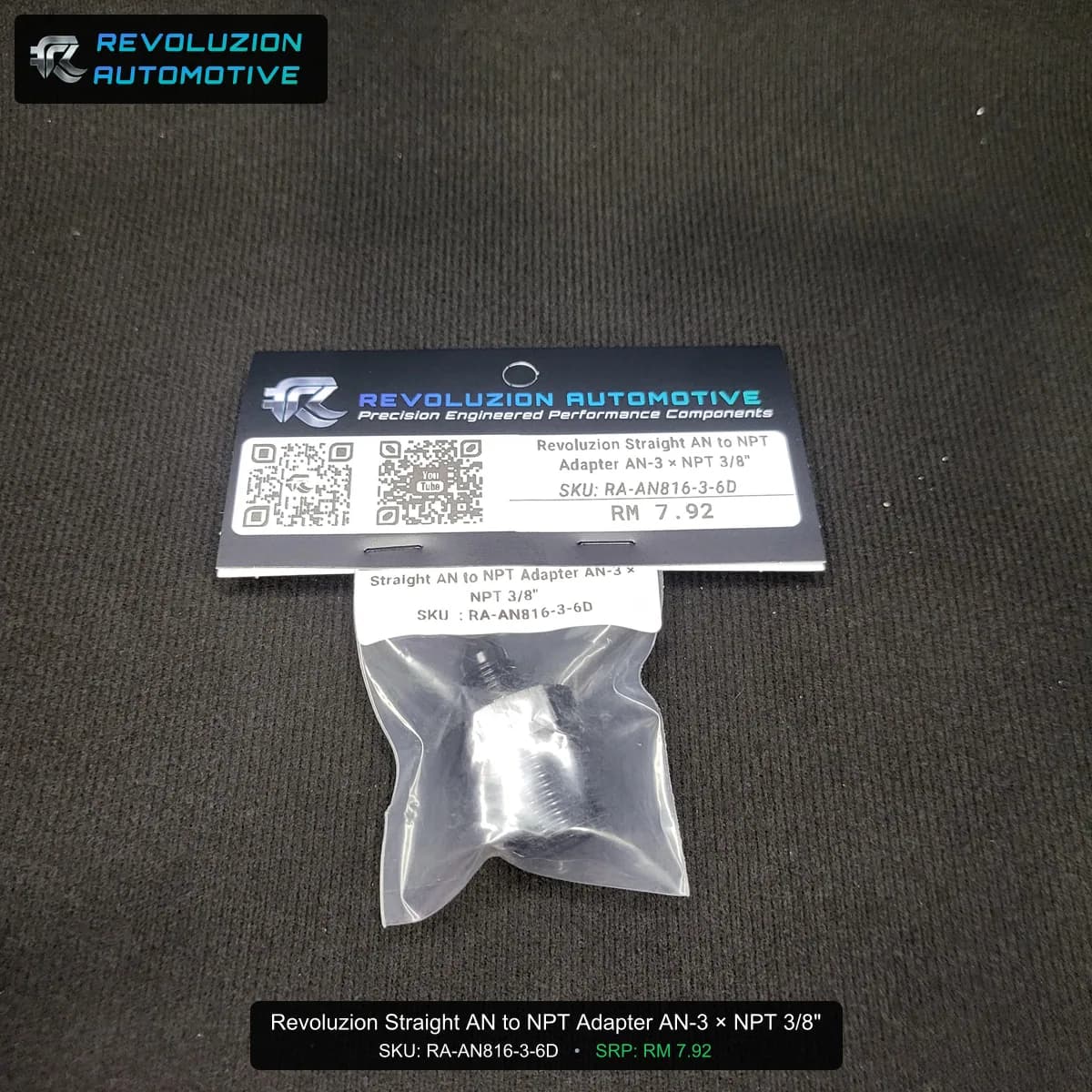 Revoluzion Straight AN to NPT Adapter AN-3 × NPT 3/8"