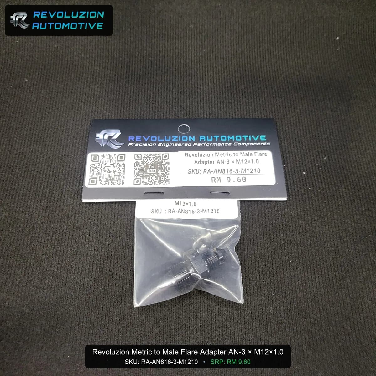 Revoluzion Metric to Male Flare Adapter AN-3 × M12×1.0
