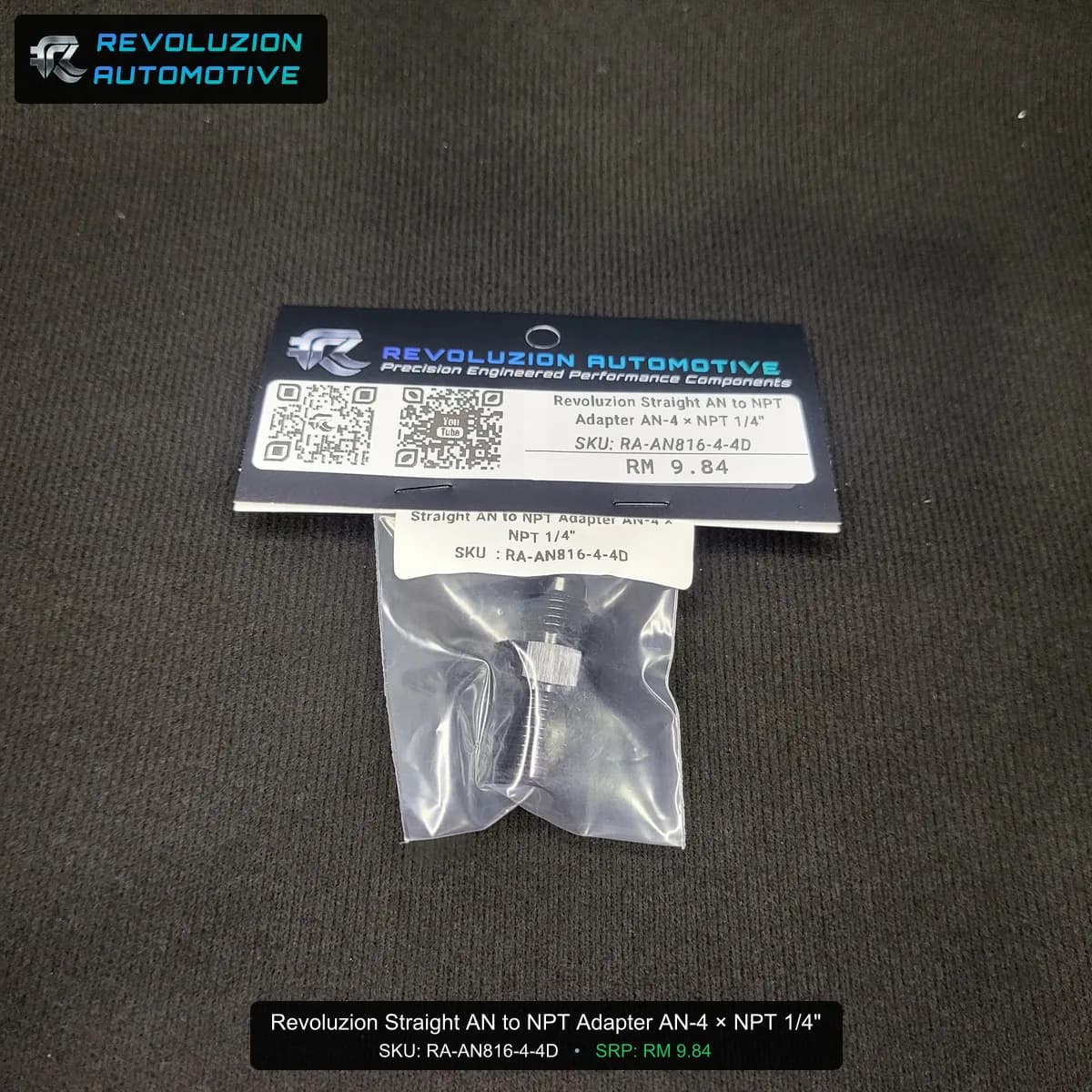 Revoluzion Straight AN to NPT Adapter AN-4 × NPT 1/4"