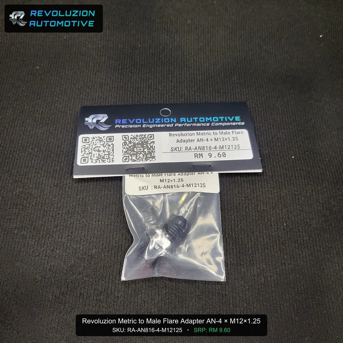 Revoluzion Metric to Male Flare Adapter AN-4 × M12×1.25
