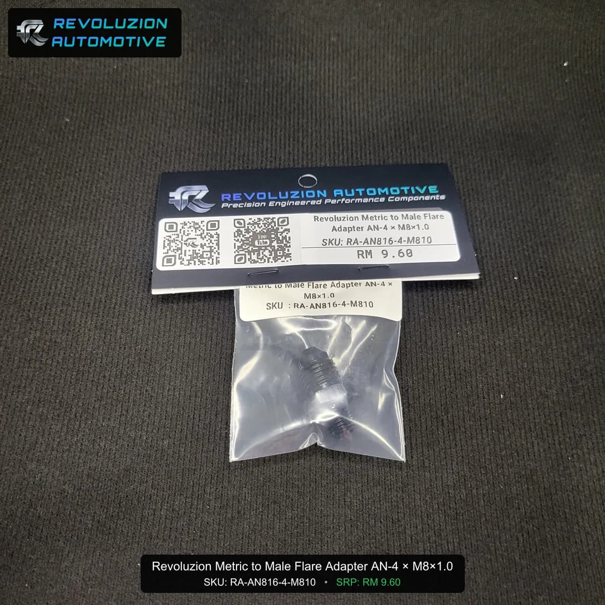 Revoluzion Metric to Male Flare Adapter AN-4 × M8×1.0