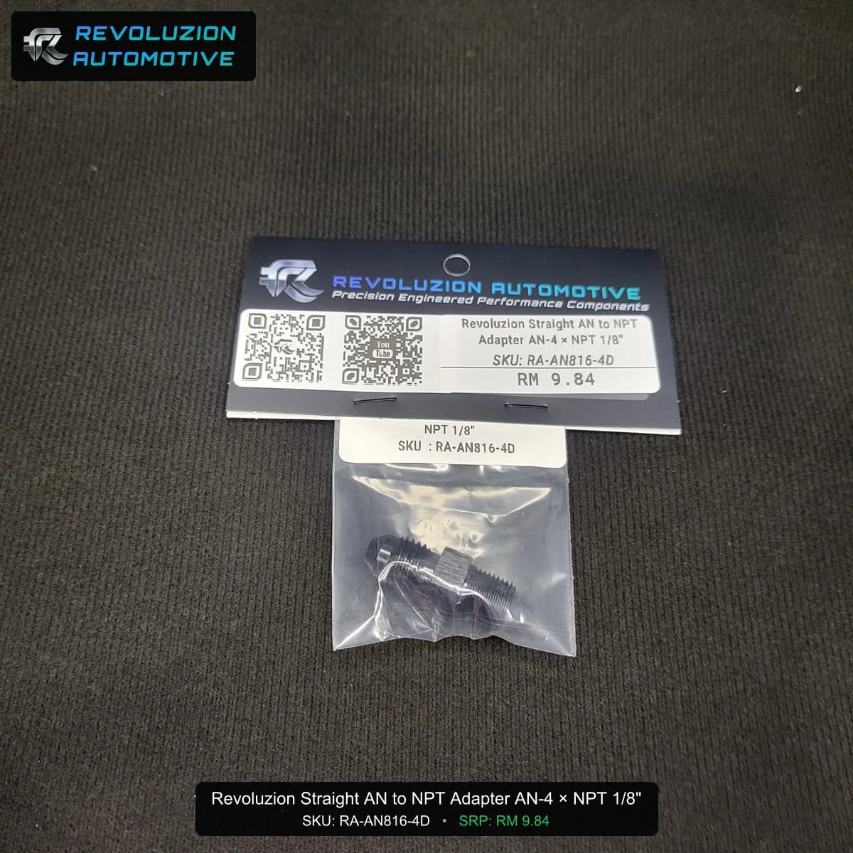 Revoluzion Straight AN to NPT Adapter AN-4 × NPT 1/8"