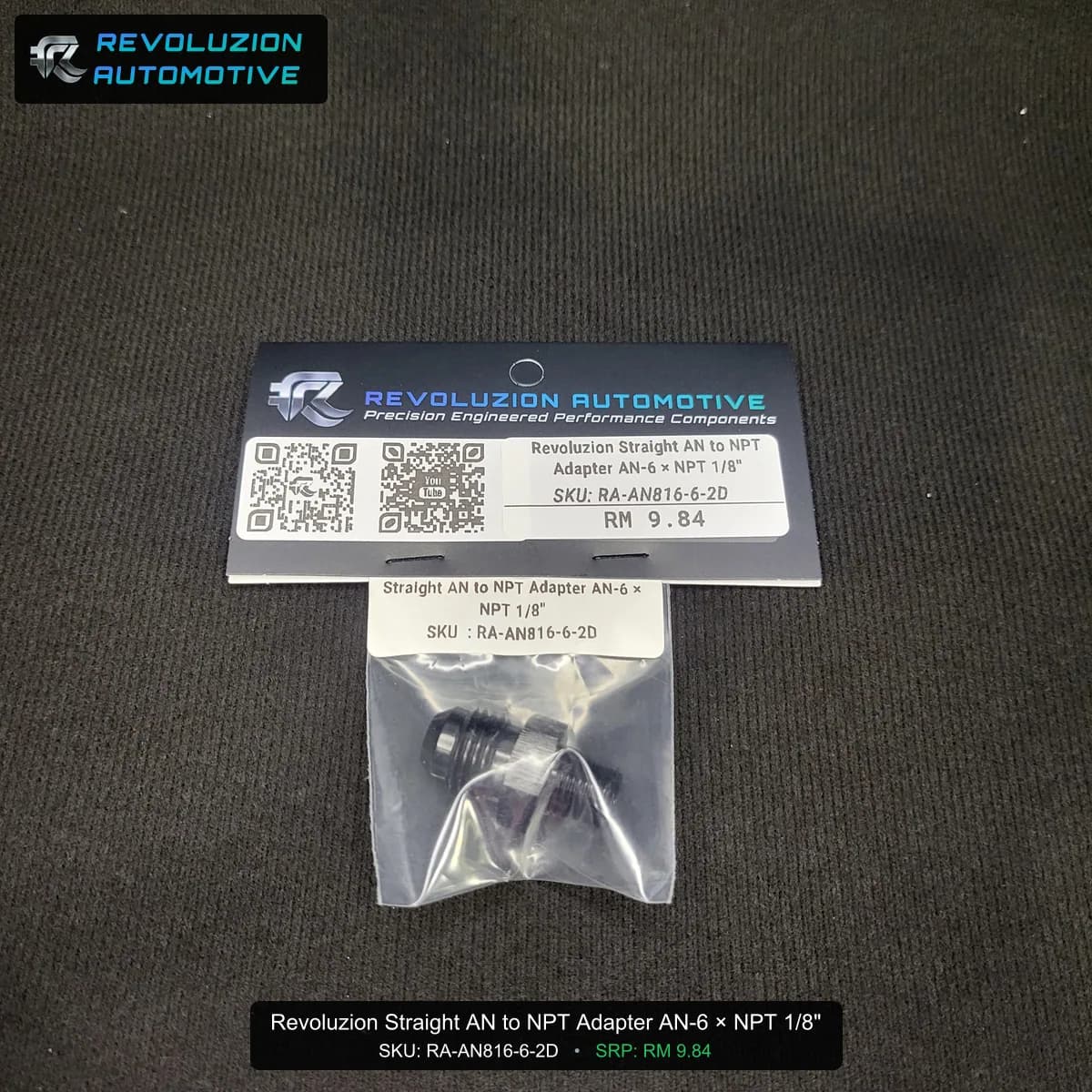 Revoluzion Straight AN to NPT Adapter AN-6 × NPT 1/8"