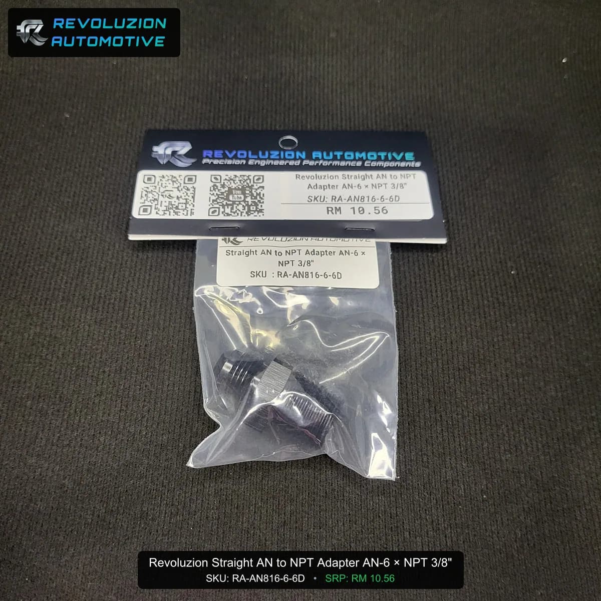 Revoluzion Straight AN to NPT Adapter AN-6 × NPT 3/8"