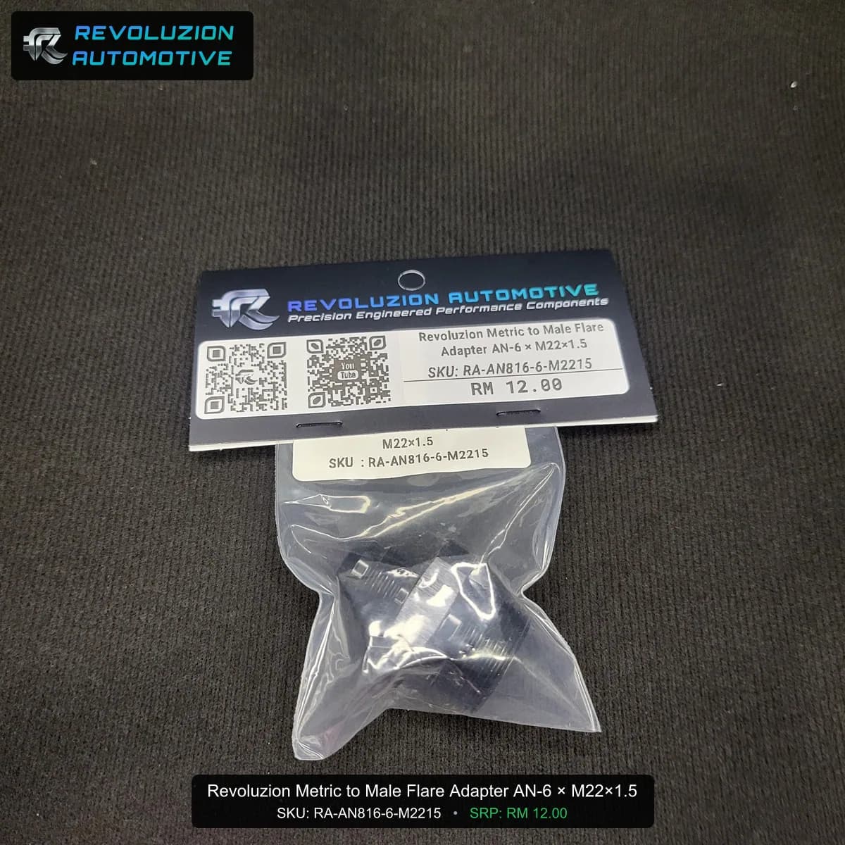 Revoluzion Metric to Male Flare Adapter AN-6 × M22×1.5