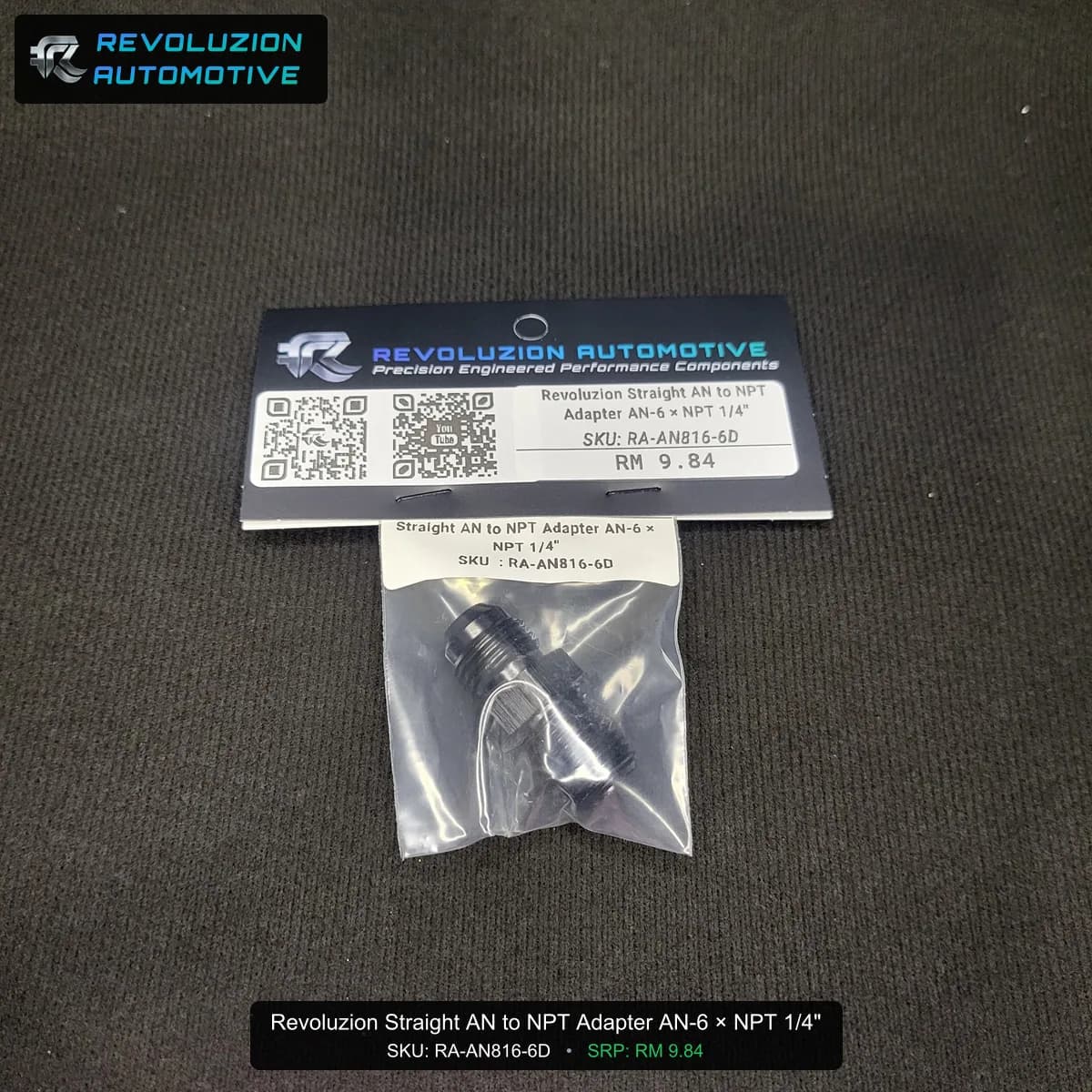 Revoluzion Straight AN to NPT Adapter AN-6 × NPT 1/4"