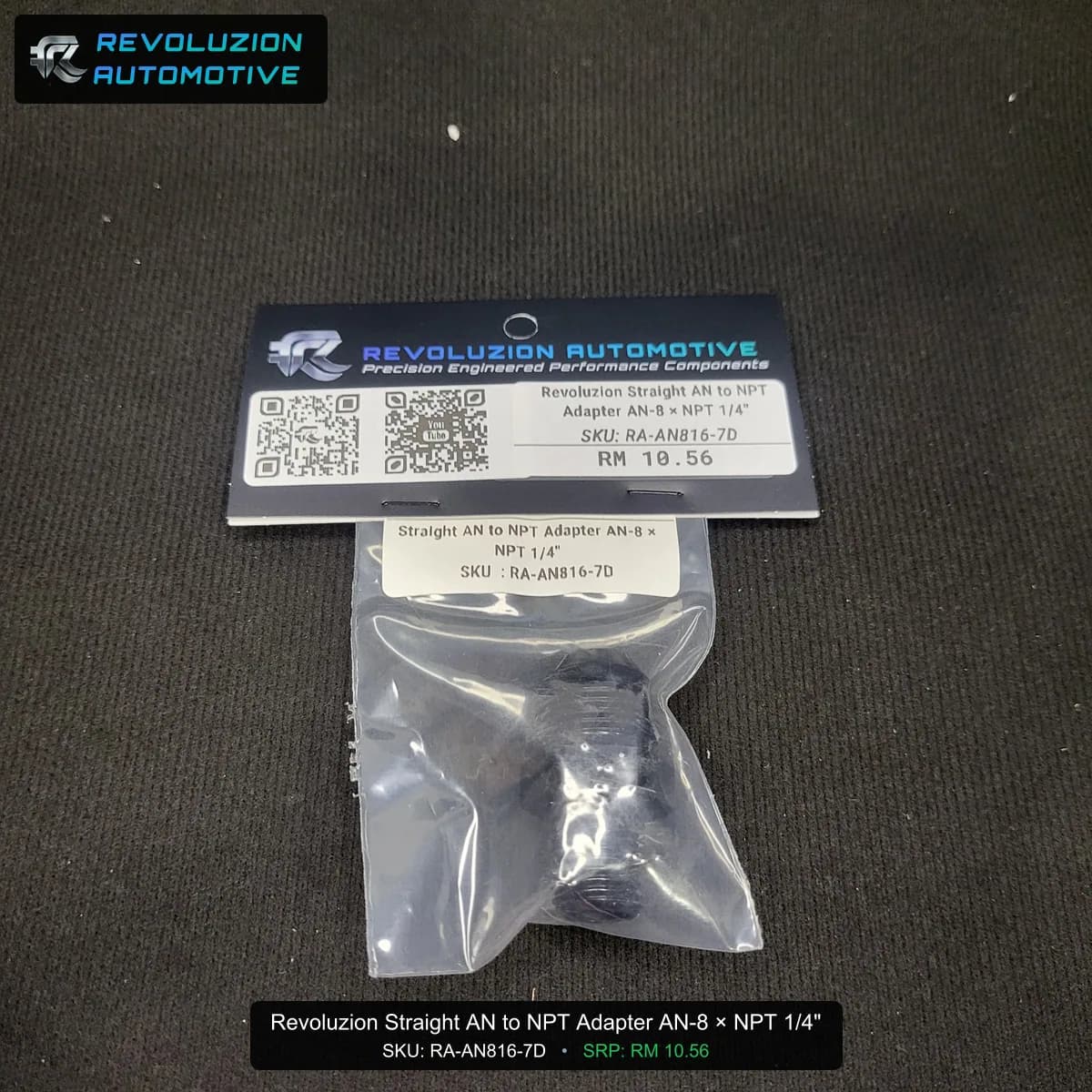 Revoluzion Straight AN to NPT Adapter AN-8 × NPT 1/4"