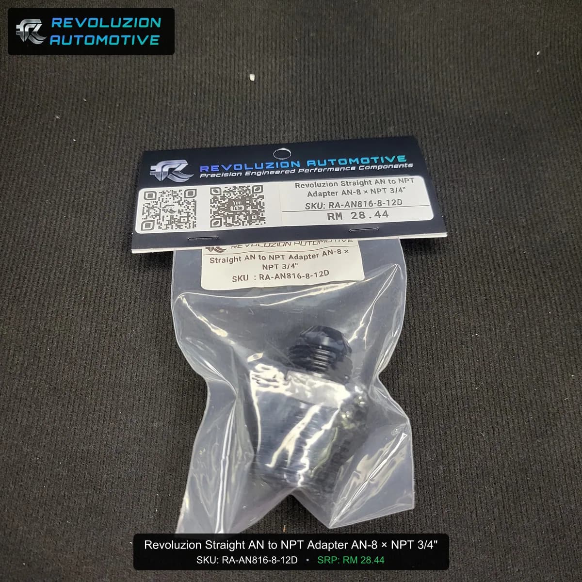 Revoluzion Straight AN to NPT Adapter AN-8 × NPT 3/4"