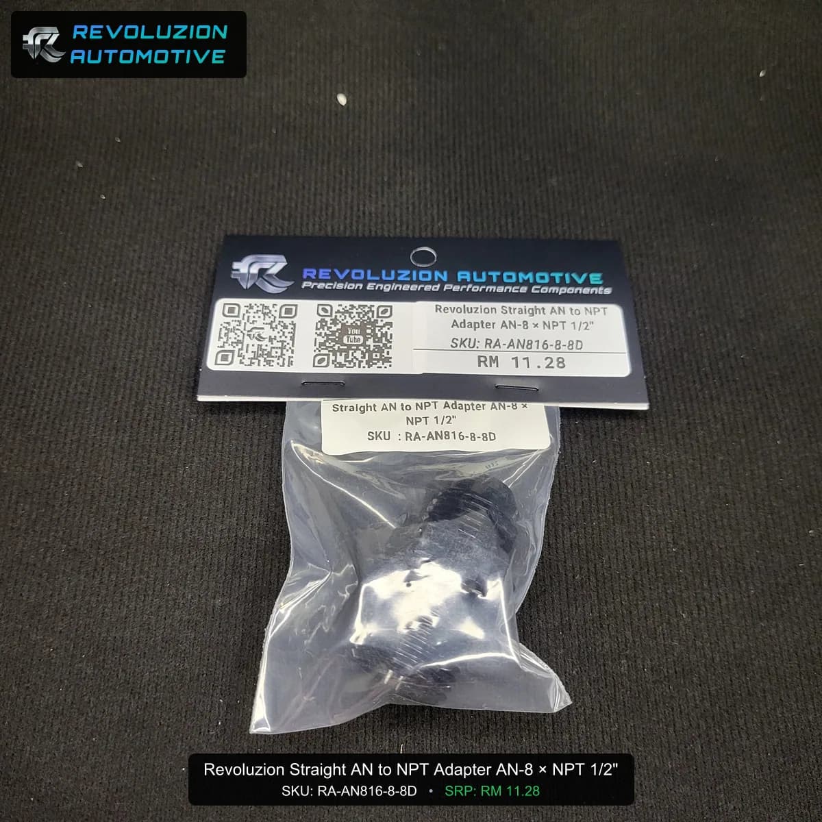 Revoluzion Straight AN to NPT Adapter AN-8 × NPT 1/2"